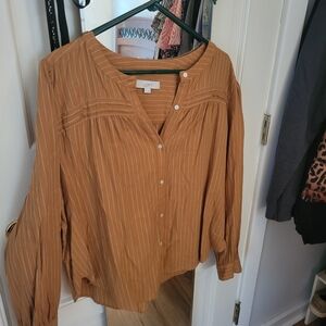 LOFT Women's Brown Striped Blouse